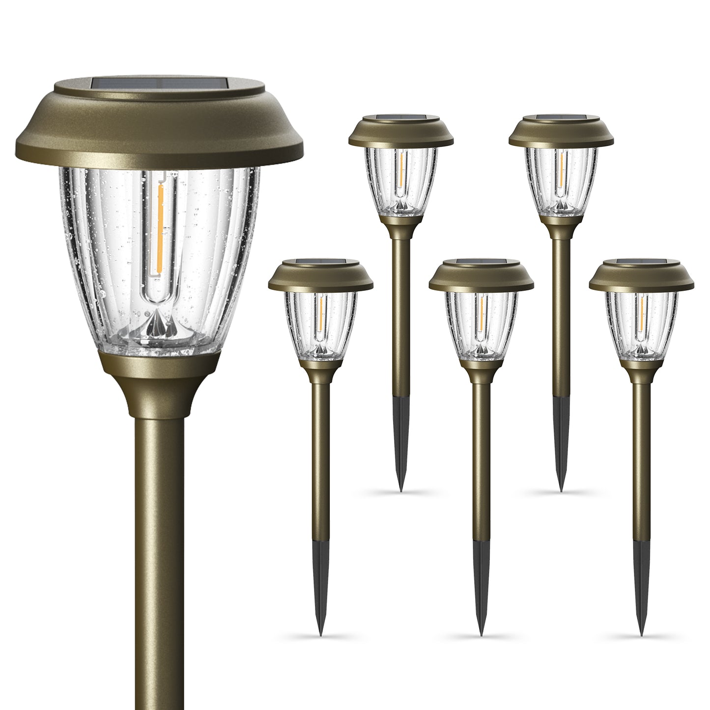 XMCOSY+ High Lumens Bronze Solar Pathway Lights - 6 Pack