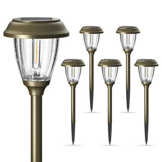 XMCOSY+ High Lumens Bronze Solar Pathway Lights - 6 Pack