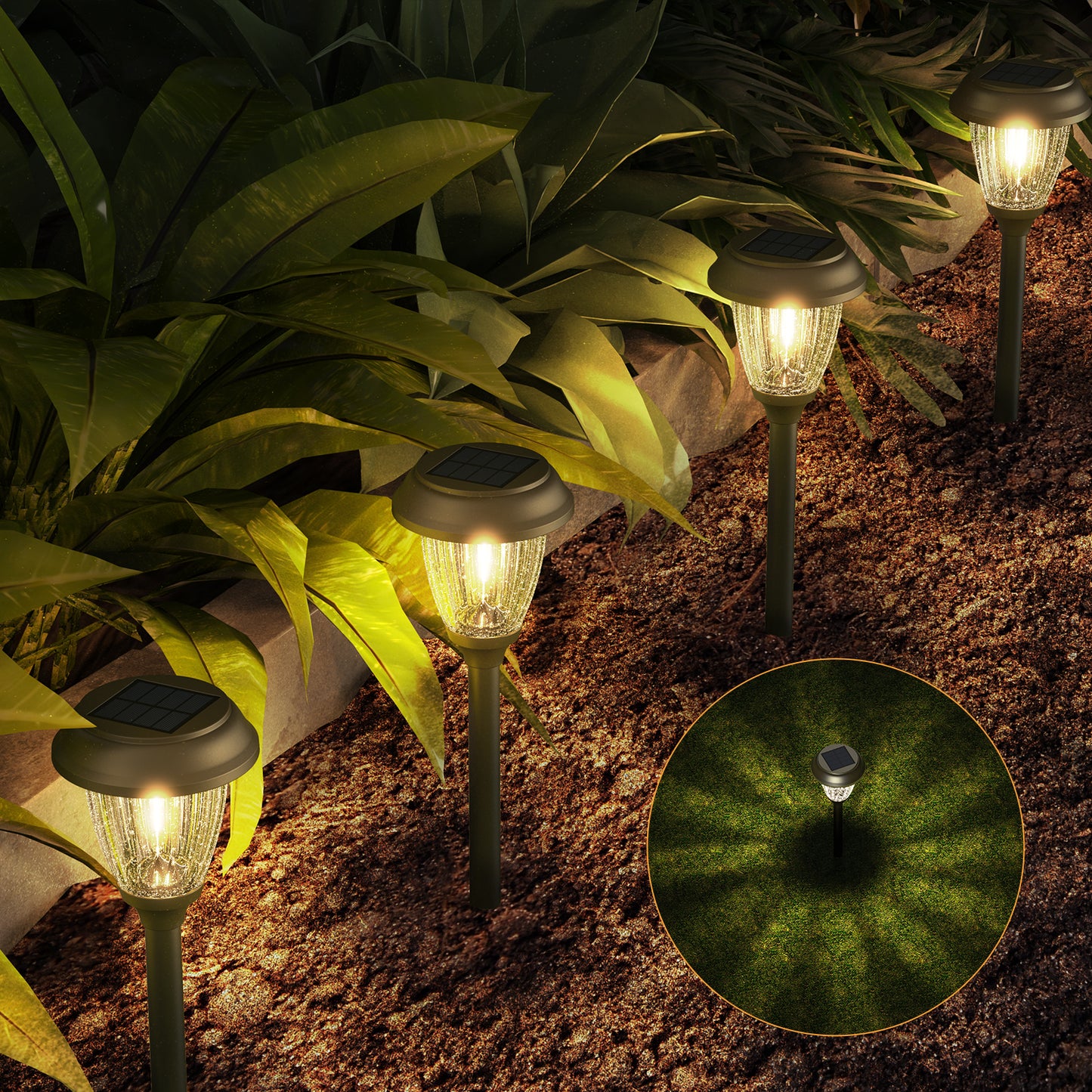 XMCOSY+ High Lumens Bronze Solar Pathway Lights - 6 Pack
