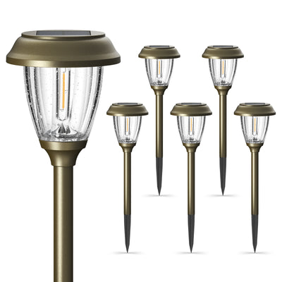 XMCOSY+ High Lumens Bronze Solar Pathway Lights - 6 Pack