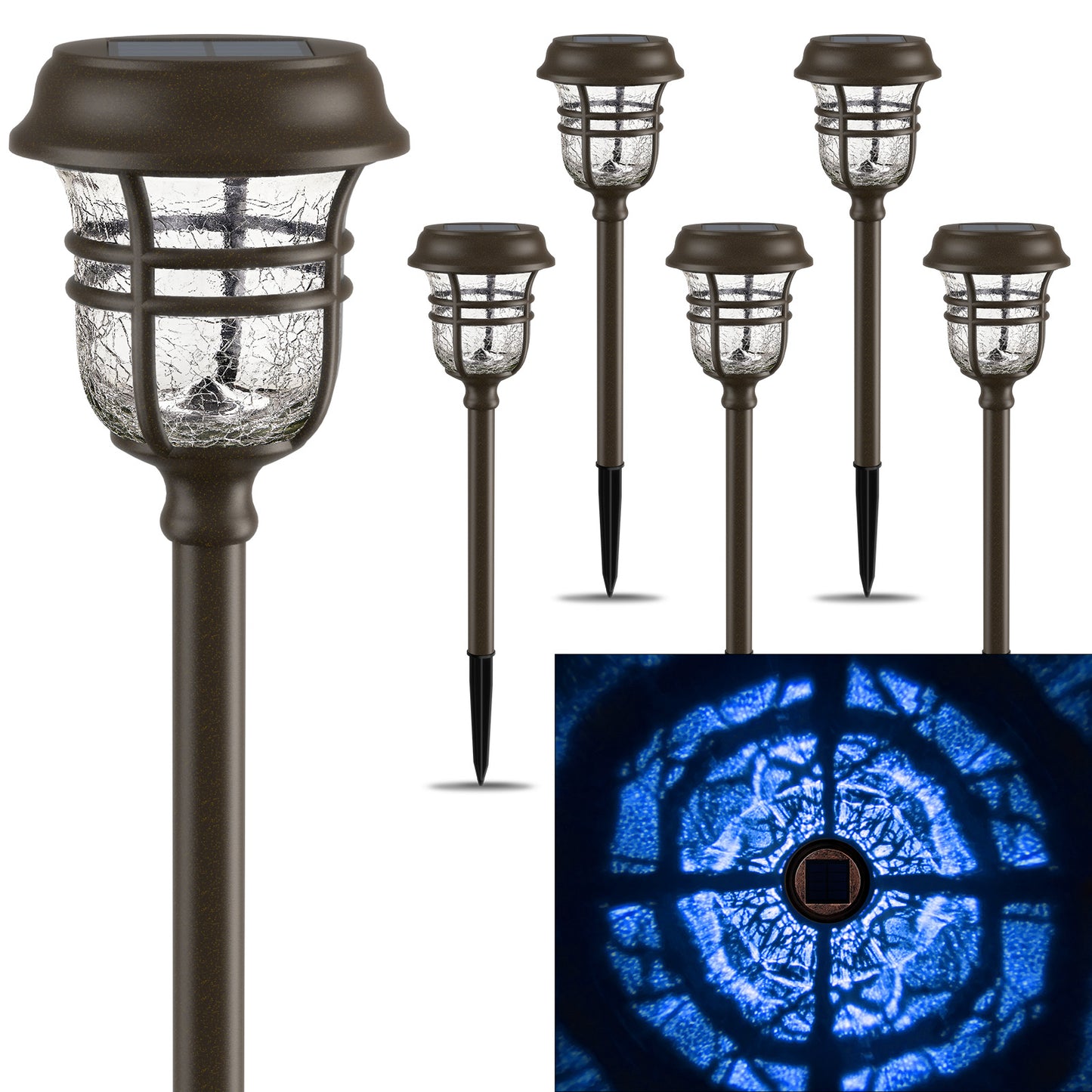 XMCOSY+ RGB &Warm White Outdoor Solar Pathway Lights- 6 Pack