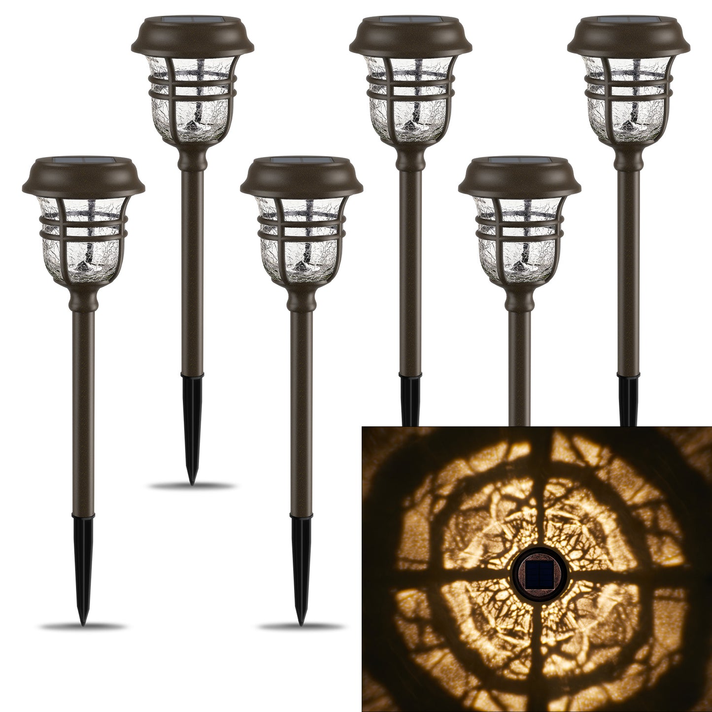 XMCOSY+ RGB &Warm White Outdoor Solar Pathway Lights- 6 Pack