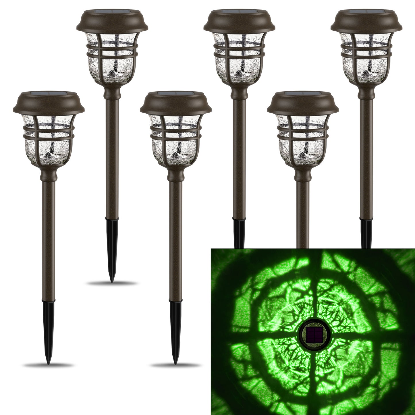 XMCOSY+ RGB &Warm White Outdoor Solar Pathway Lights- 6 Pack
