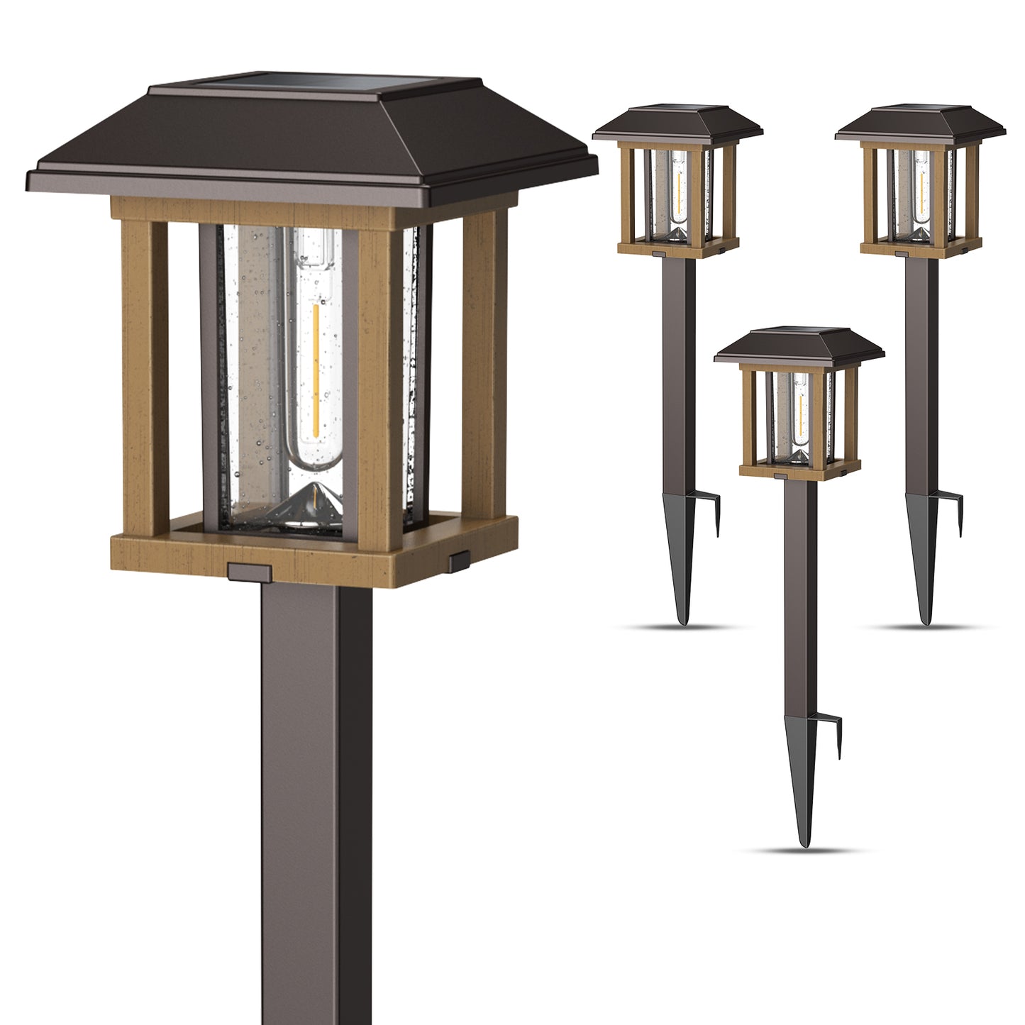 XMCOSY+ Vintage Outdoor Solar Lights Tone Bronze & Wood Tone