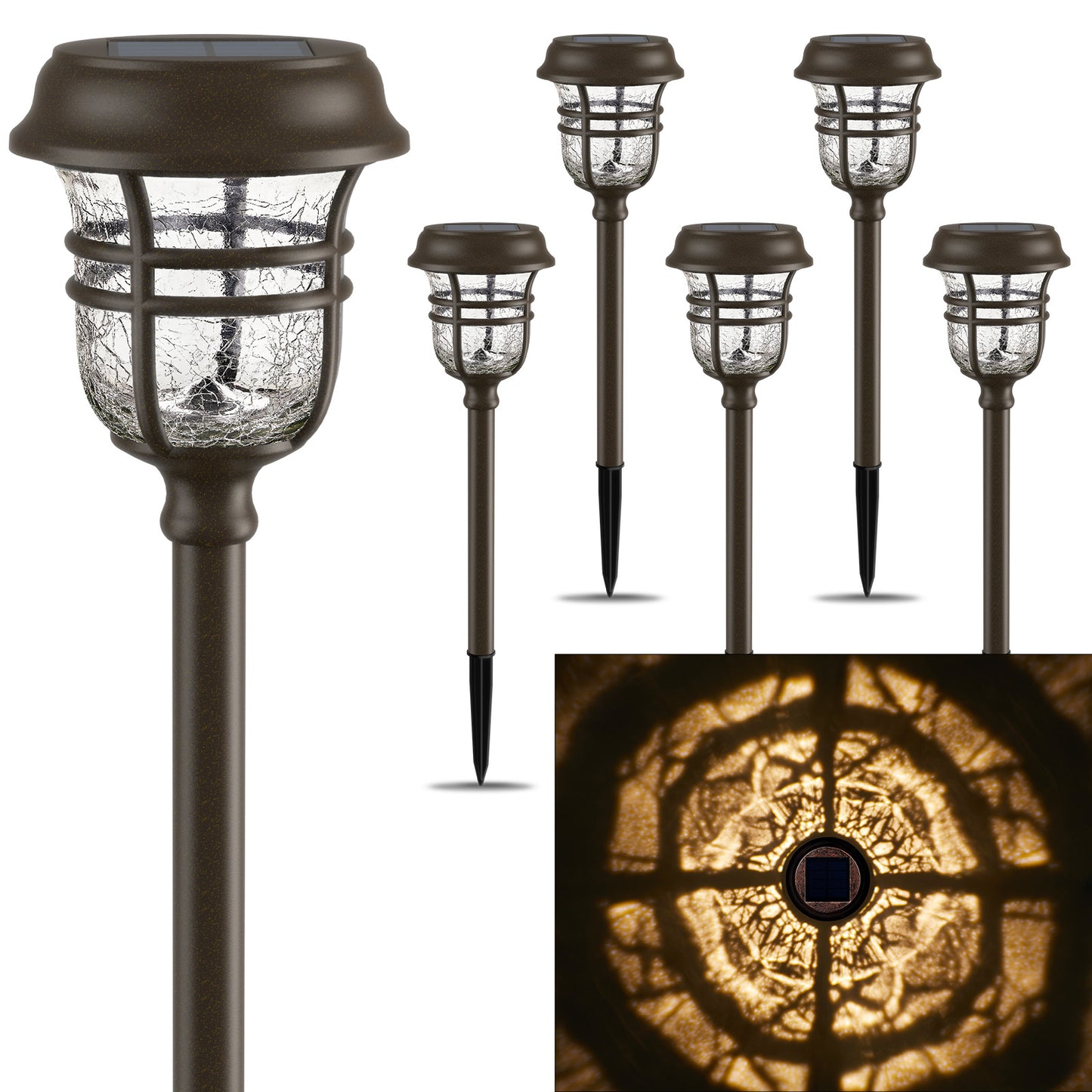 XMCOSY+ RGB &Warm White Outdoor Solar Pathway Lights- 6 Pack