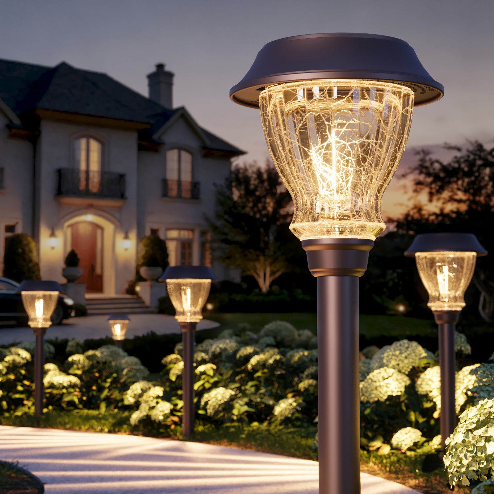 XMCOSY+ Vintage Crackle Glass Solar Path Lights – xmcosy