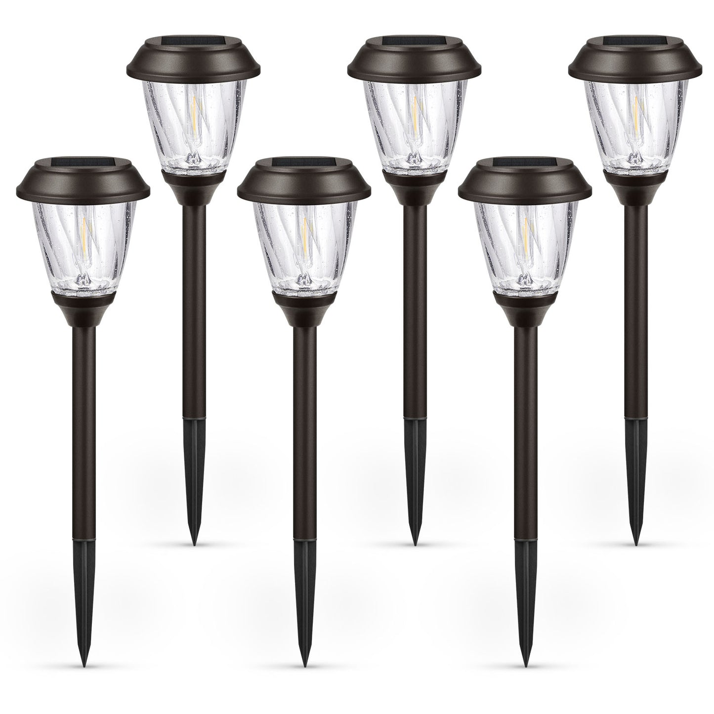 XMCOSY+ High Lumens Reddish-Brown Solar Pathway Lights - 6 Pack