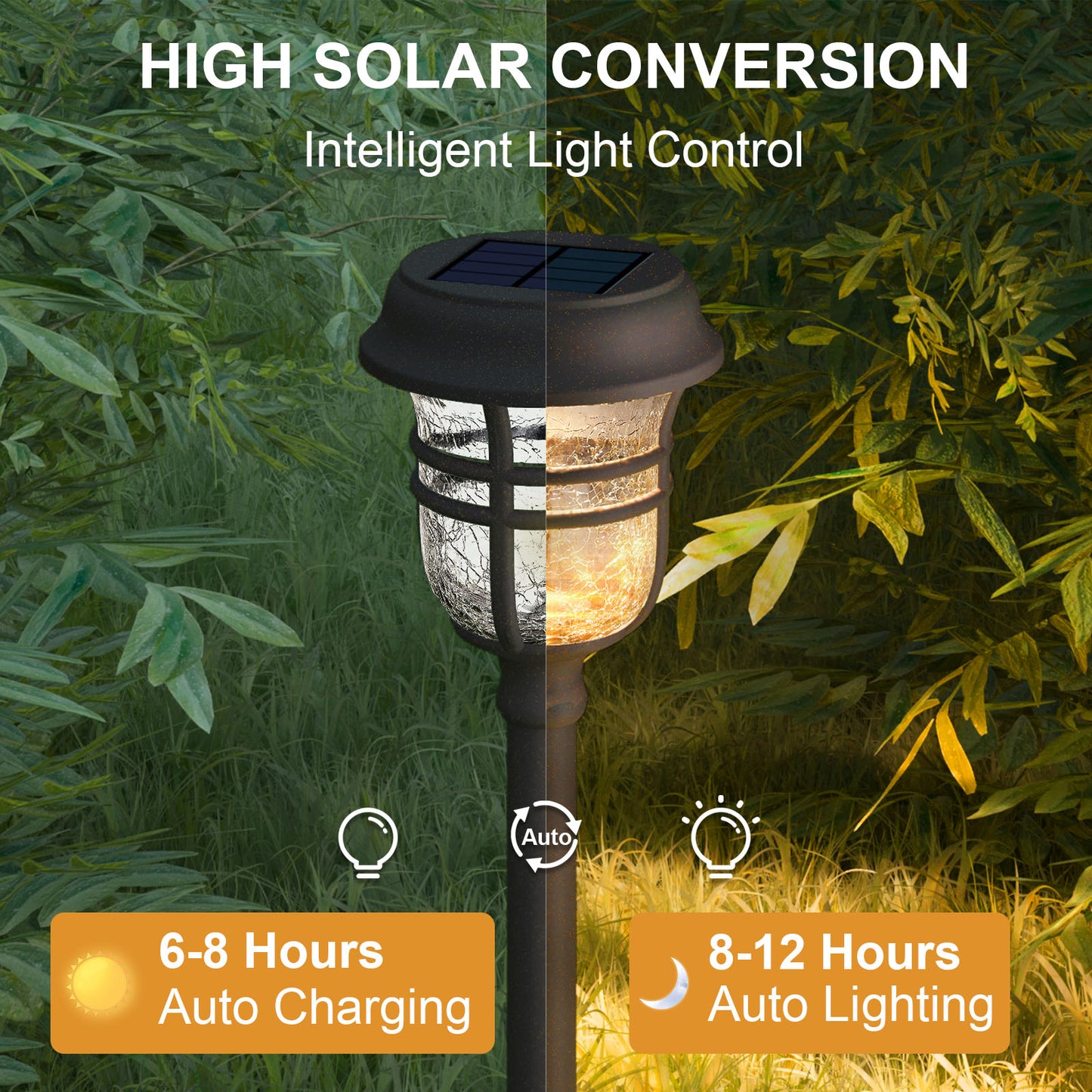XMCOSY+ RGB &Warm White Outdoor Solar Pathway Lights- 6 Pack