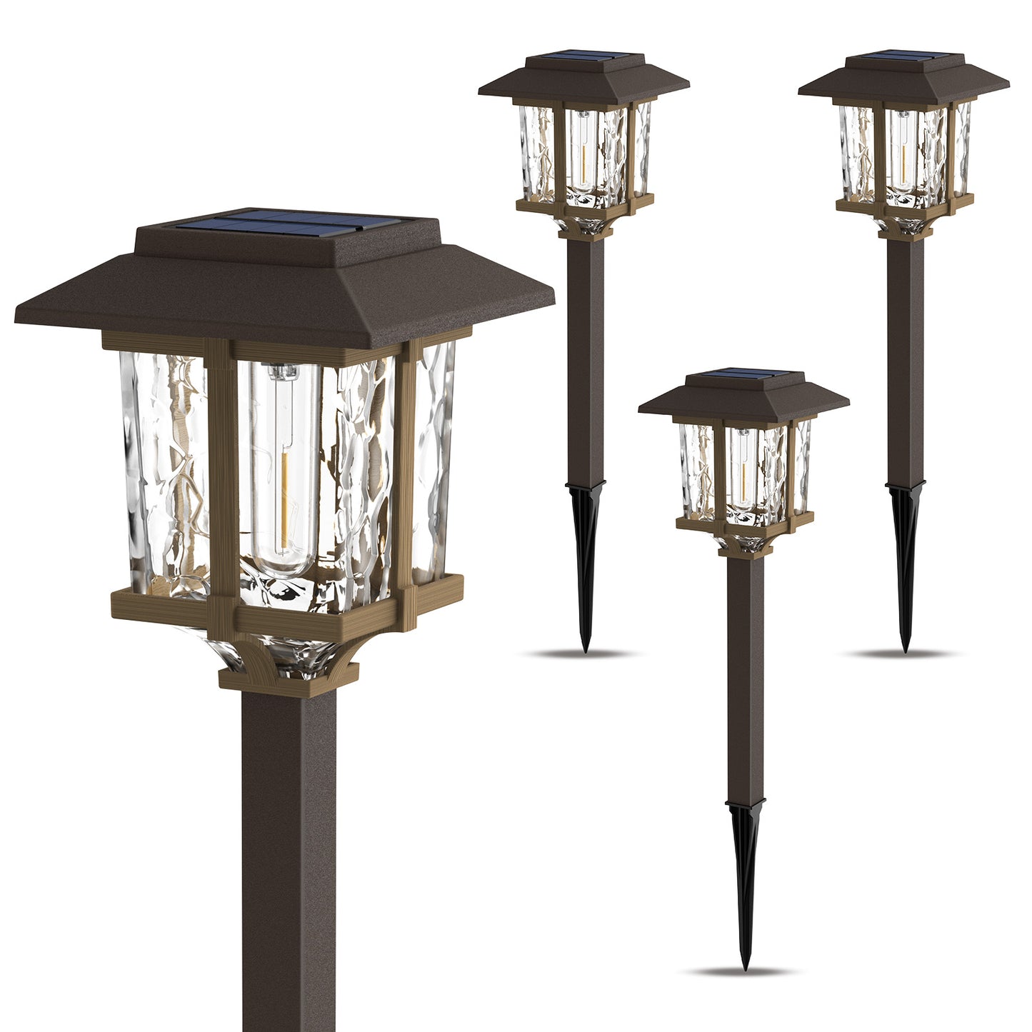 XMCOSY+ Classic Outdoor Solar Lights 2-Tone Bronze & Wood