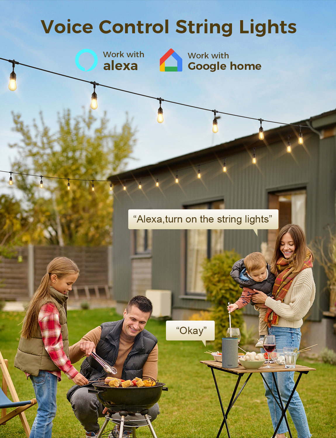 XMCOSY+ Upgraded Smart LED Outdoor String Lights with Dimmable Edison Bulbs