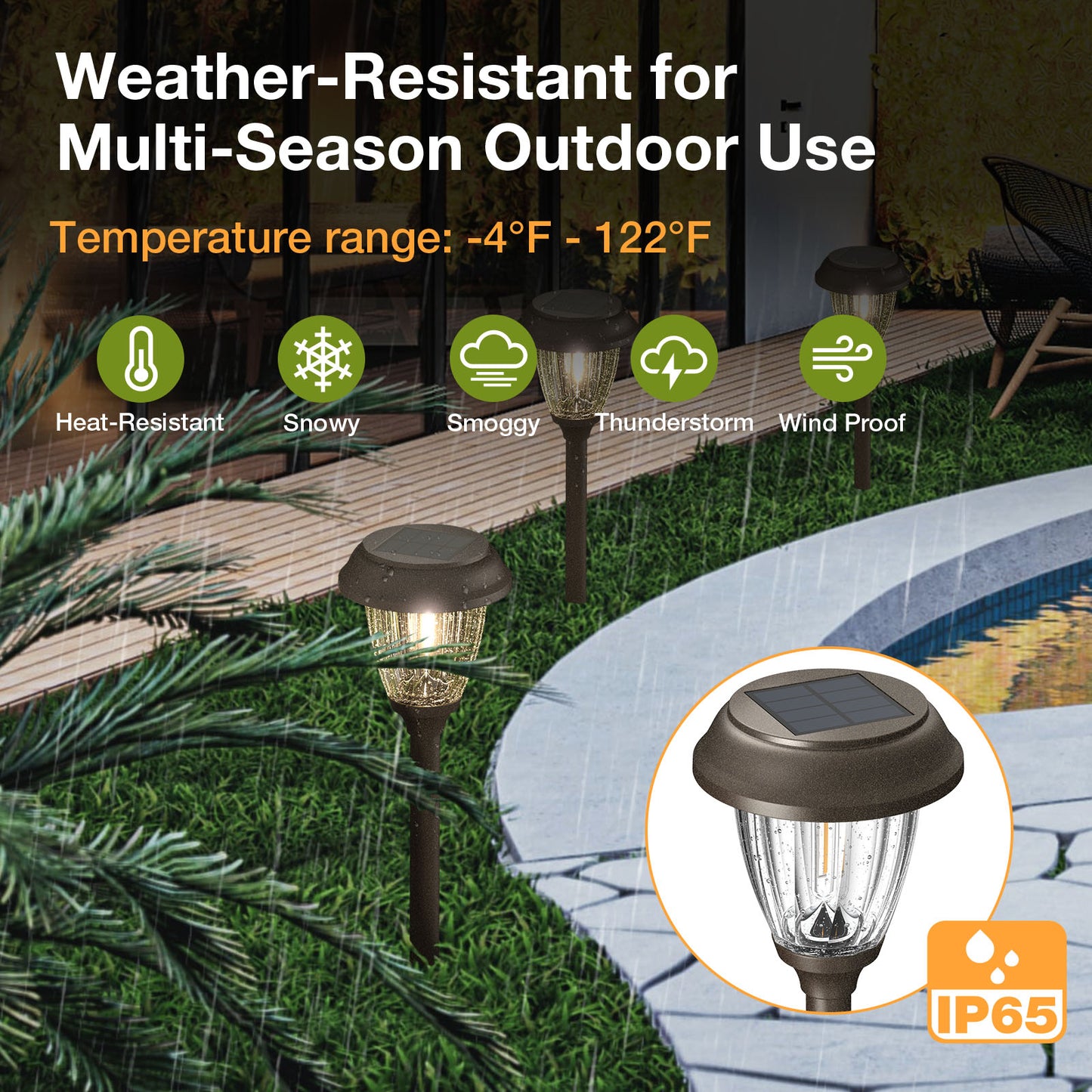 XMCOSY+ High Lumens Reddish-Brown Solar Pathway Lights - 6 Pack