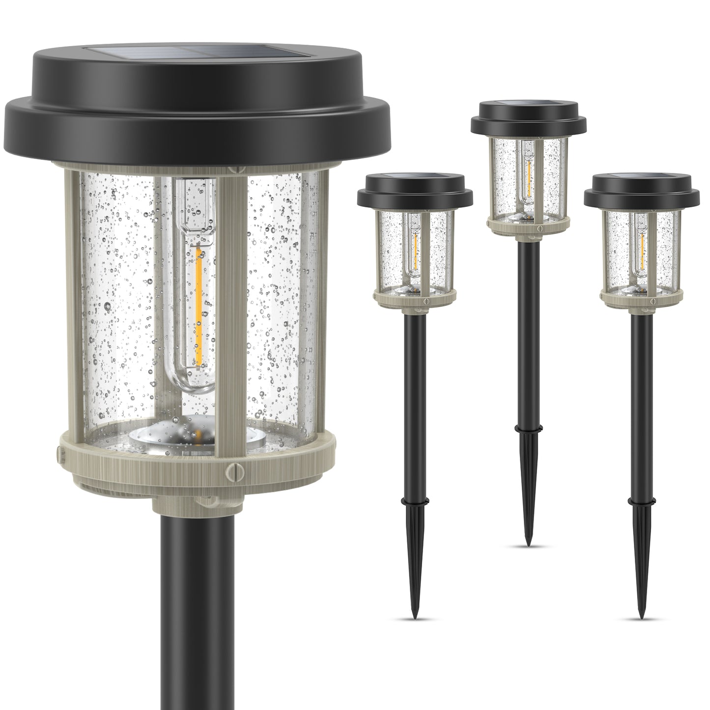 XMCOSY+ Unique Bubble Glass Lens Outdoor Solar Lights-Black
