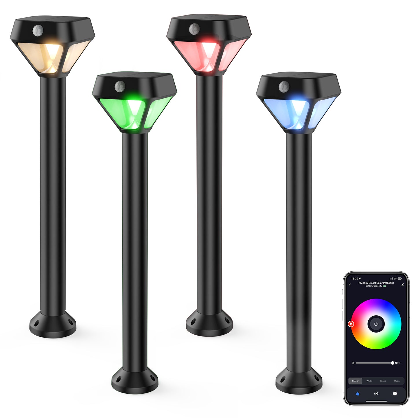 XMCOSY+ Smart Solar Motion Sensor Light - 6 pack (Included Smart Bridge)