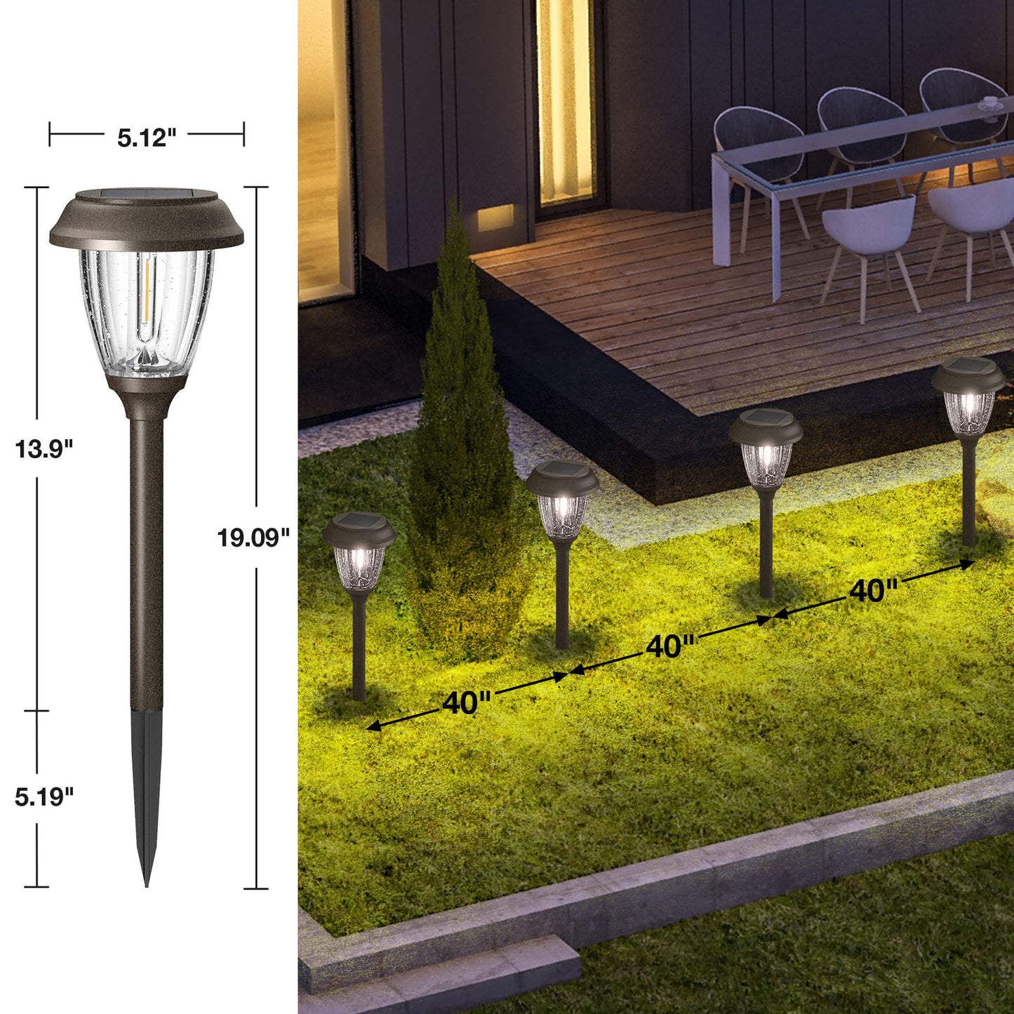 XMCOSY+ High Lumens Reddish-Brown Solar Pathway Lights - 6 Pack