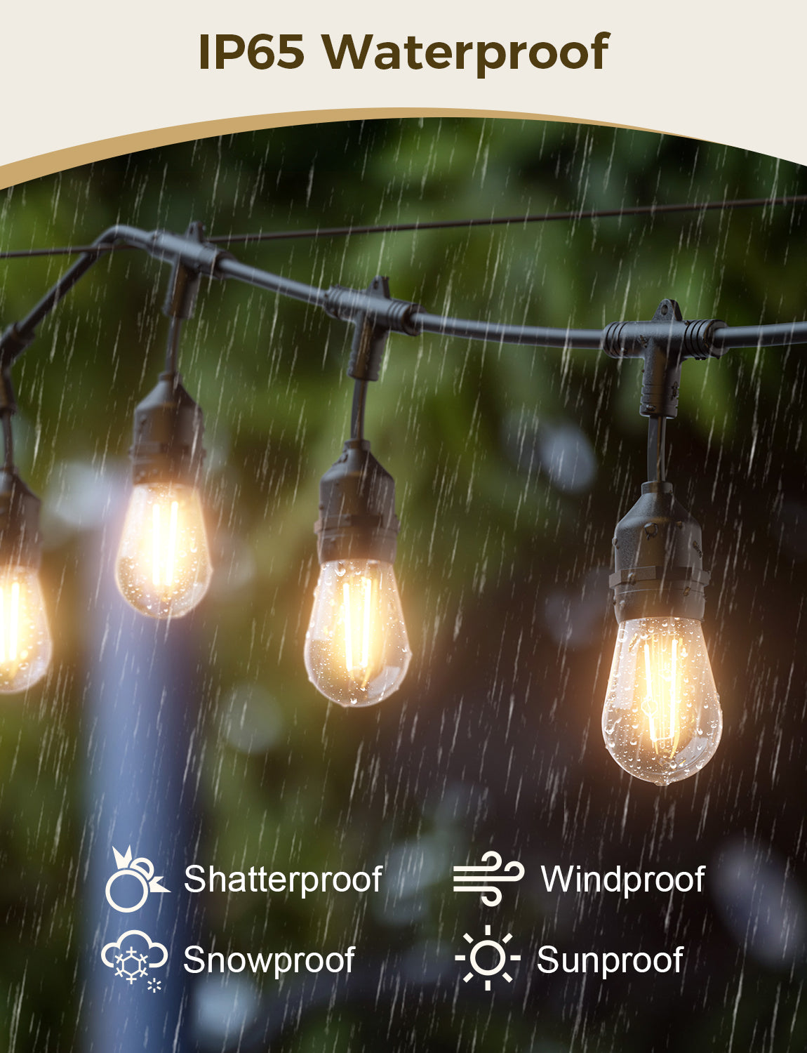 XMCOSY+ Smart LED Outdoor String Lights with Dimmable Edison Bulbs