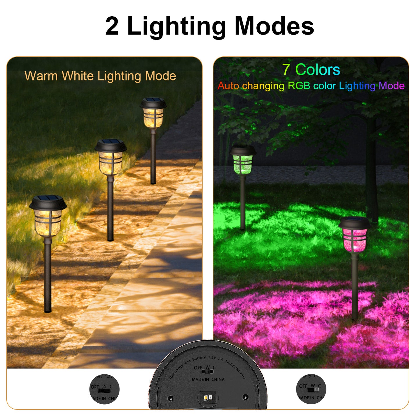 XMCOSY+ RGB &Warm White Outdoor Solar Pathway Lights- 6 Pack