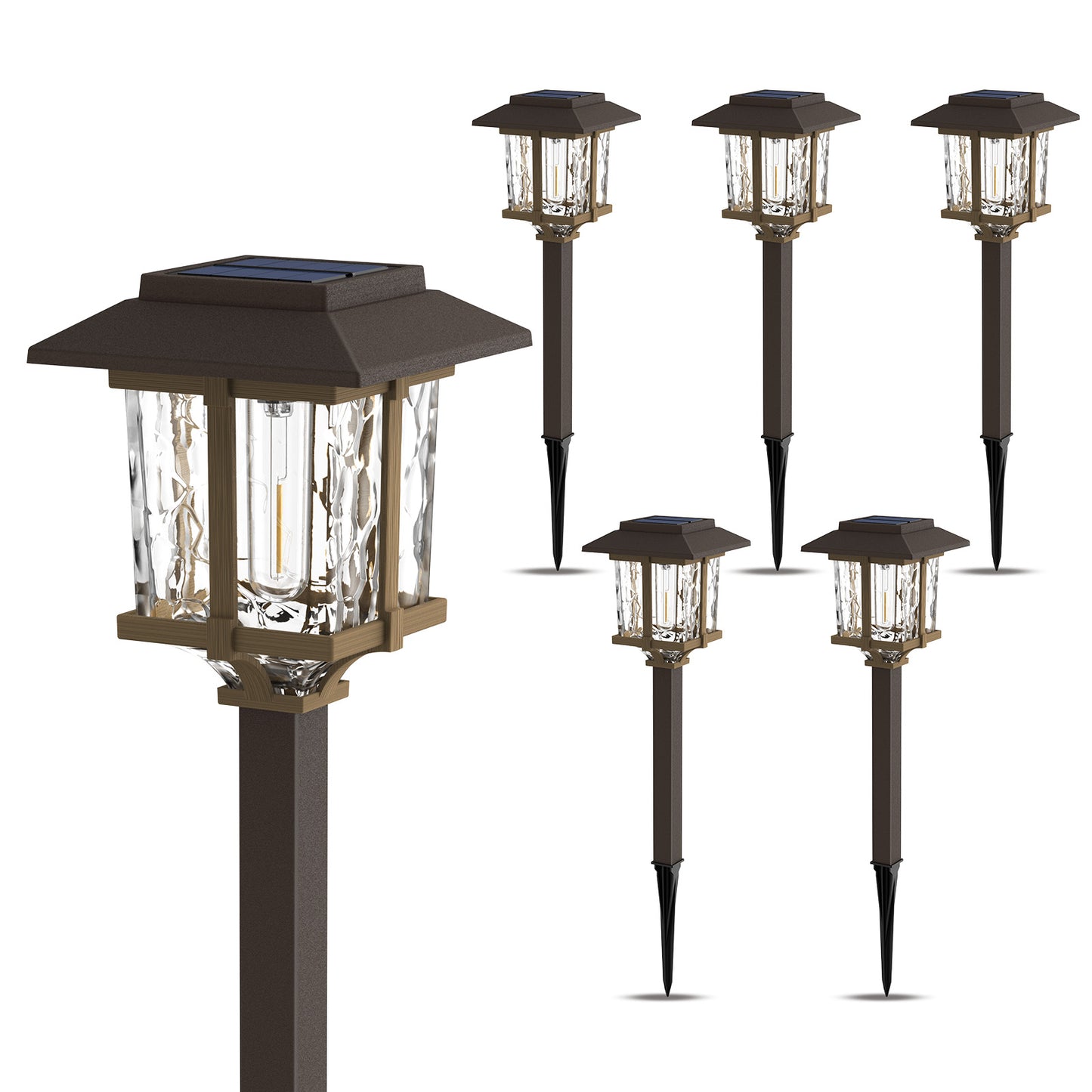 XMCOSY+ Classic Outdoor Solar Lights 2-Tone Bronze & Wood