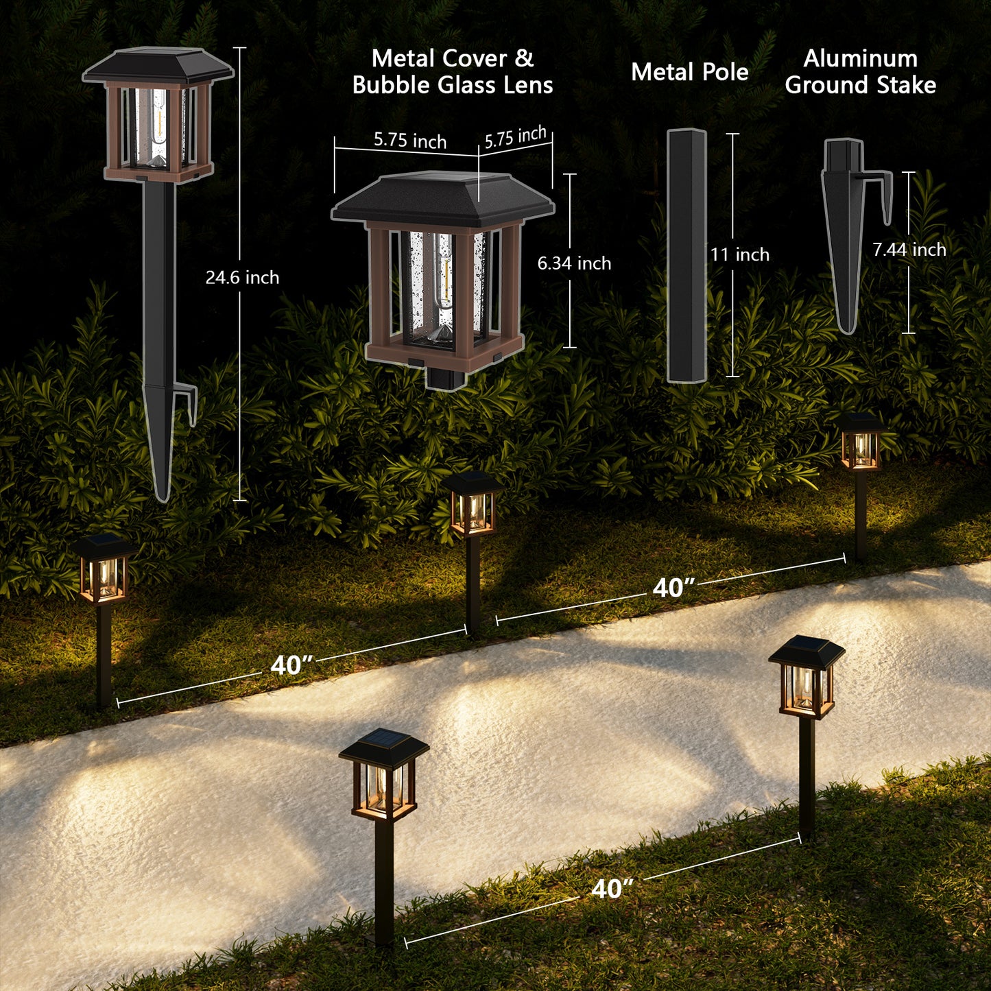 XMCOSY+ Vintage Outdoor Solar Lights Tone Bronze & Wood Tone