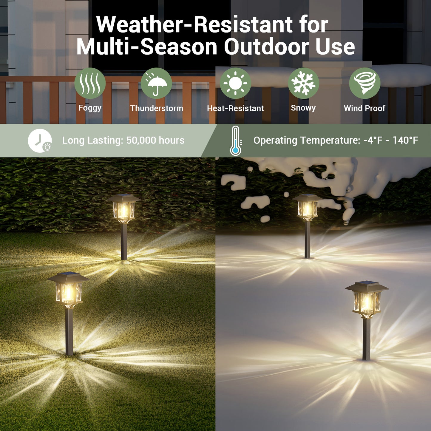 XMCOSY+ Classic Outdoor Solar Lights 2-Tone Bronze & Wood