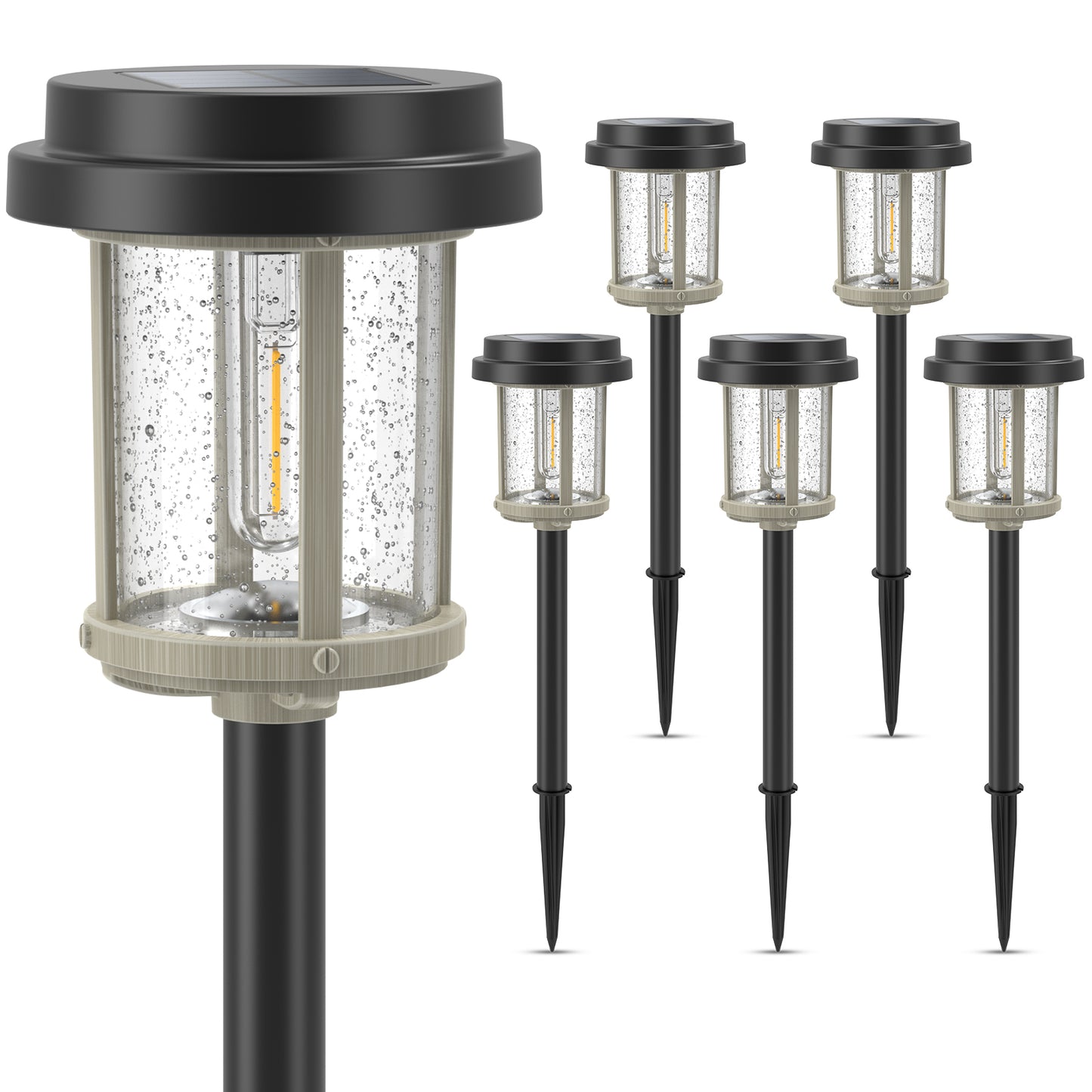 XMCOSY+ Unique Bubble Glass Lens Outdoor Solar Lights-Black