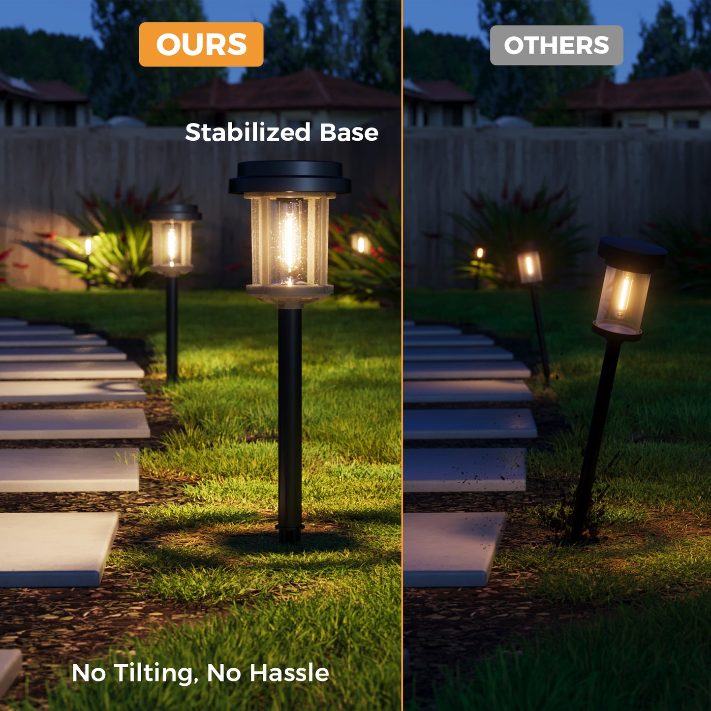 XMCOSY+ Unique Bubble Glass Lens Outdoor Solar Lights-Black