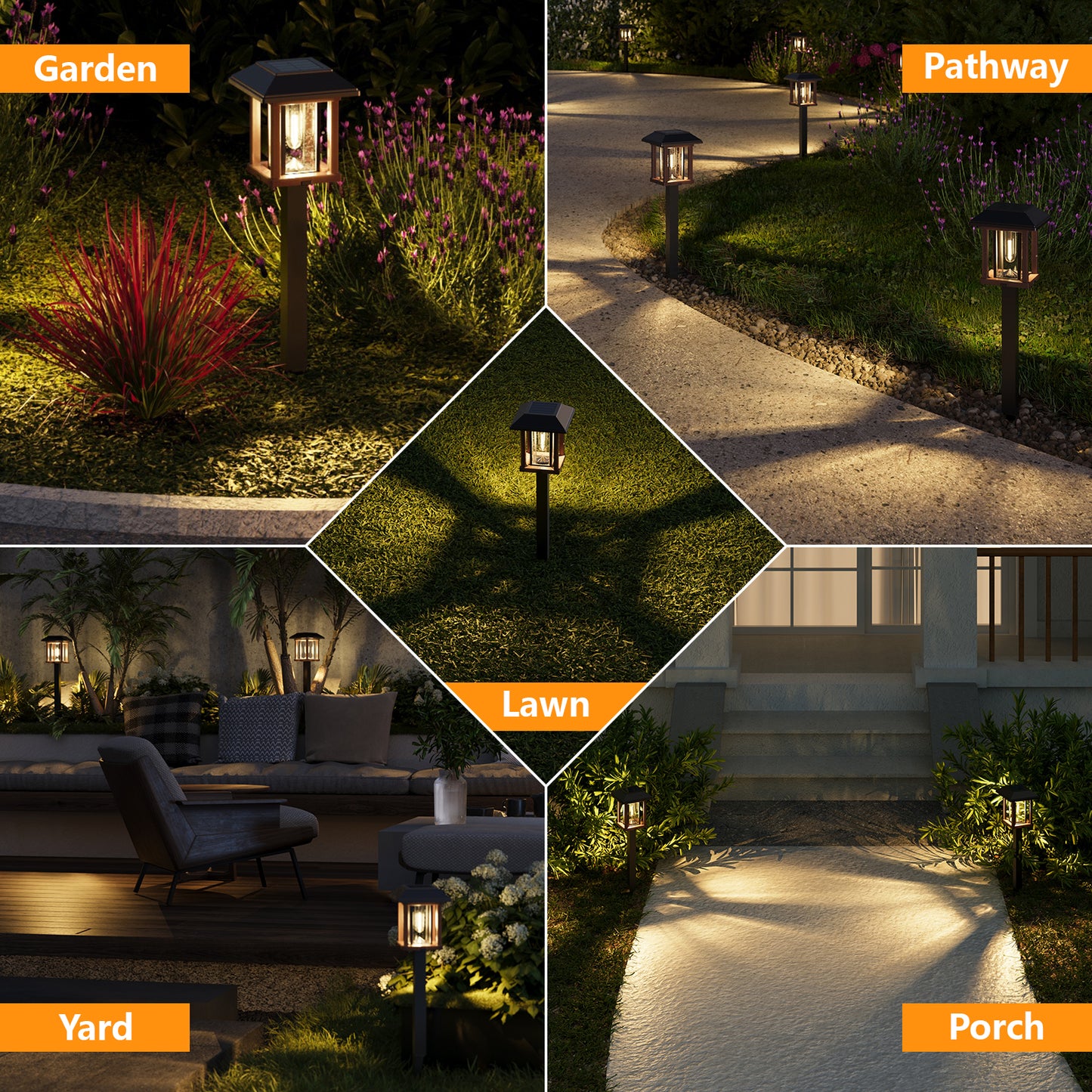 XMCOSY+ Vintage Outdoor Solar Lights Tone Bronze & Wood Tone