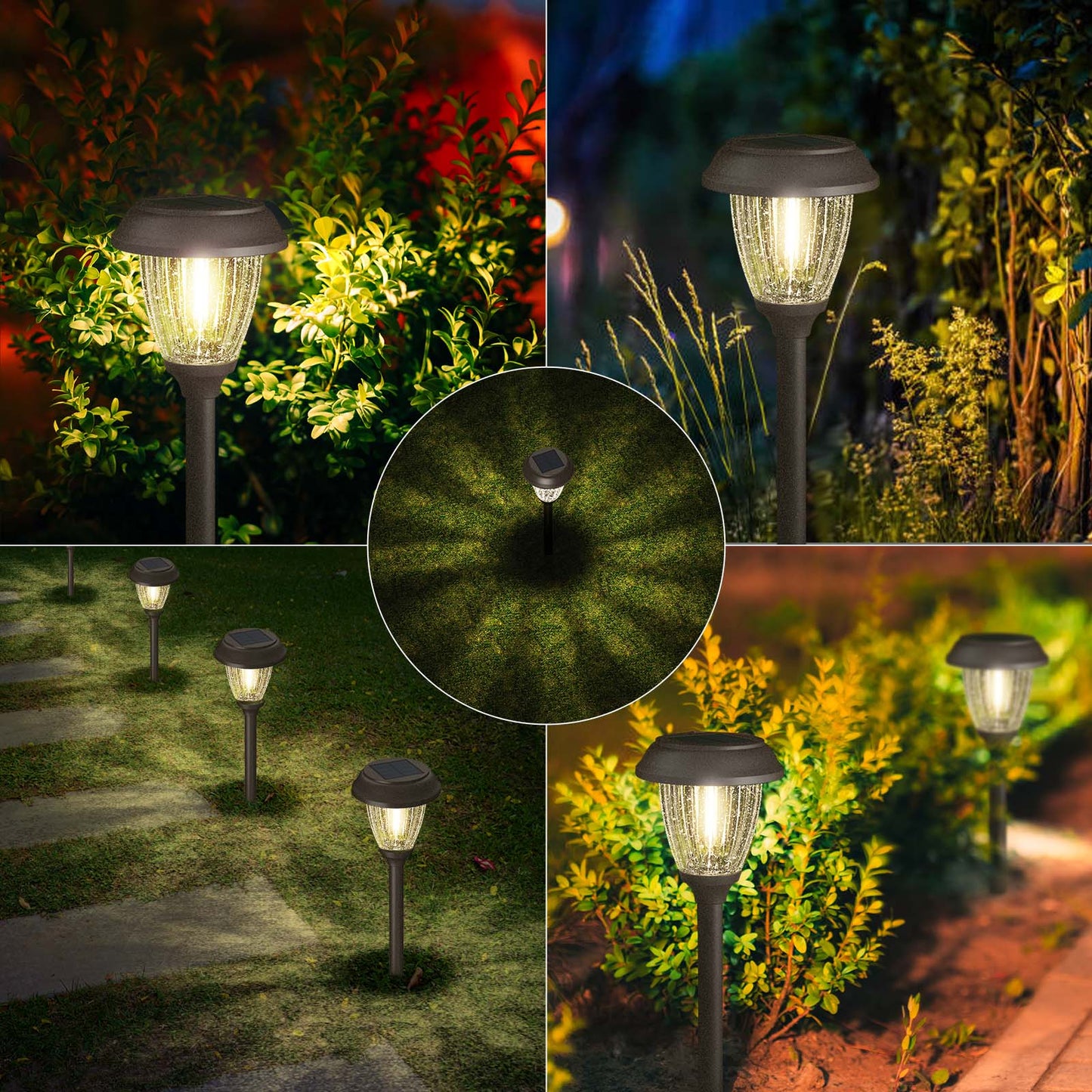 XMCOSY+ High Lumens Reddish-Brown Solar Pathway Lights - 6 Pack