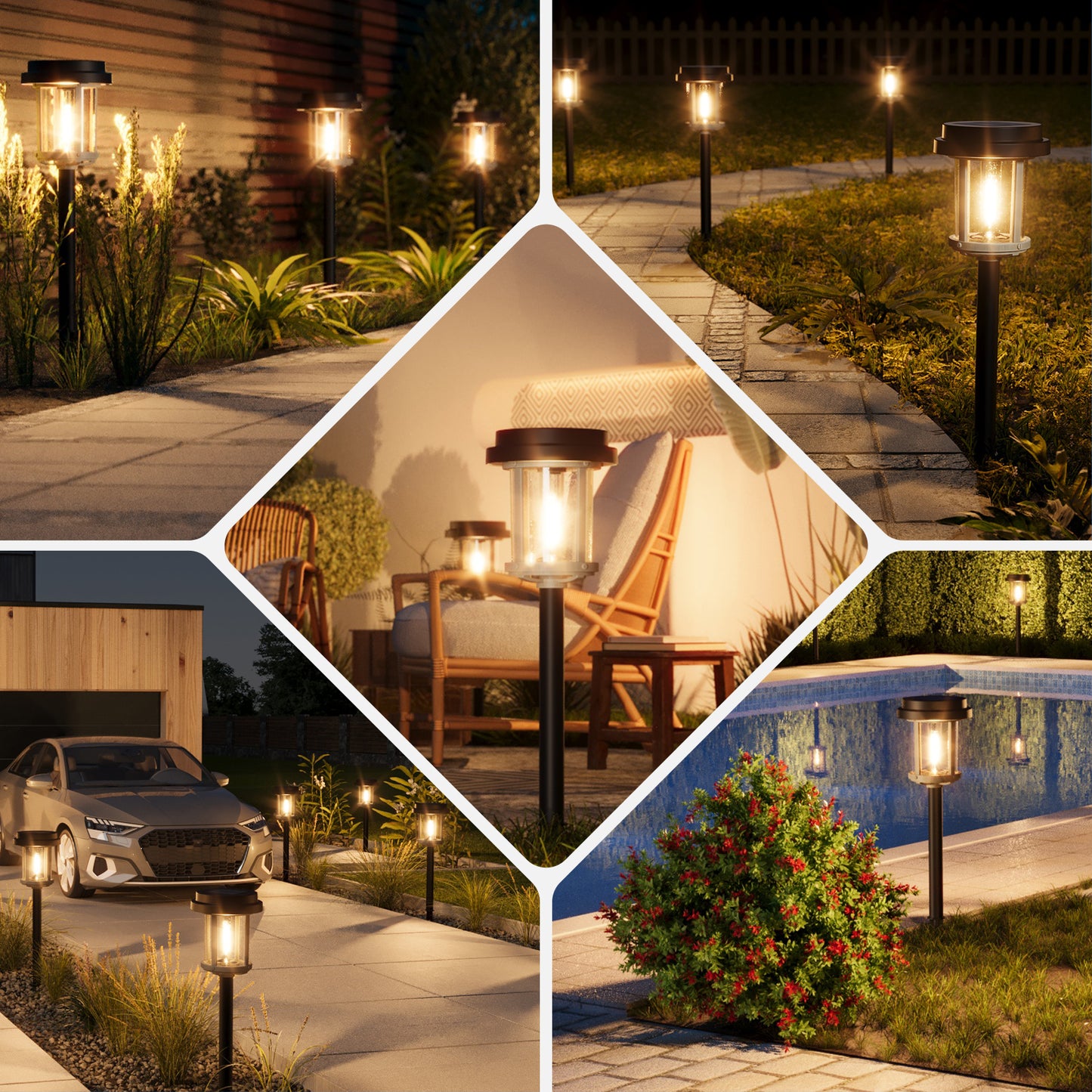 XMCOSY+ Unique Bubble Glass Lens Outdoor Solar Lights-Black