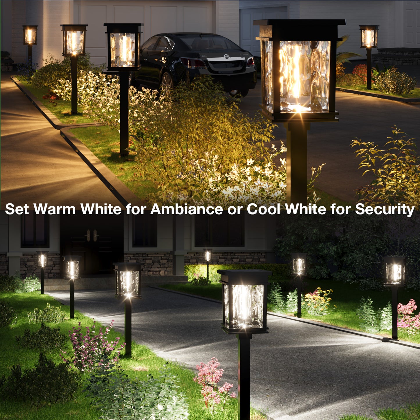 XMCOSY+ Solar Pathway Lights, 50 Lumens (Warm & Cool)