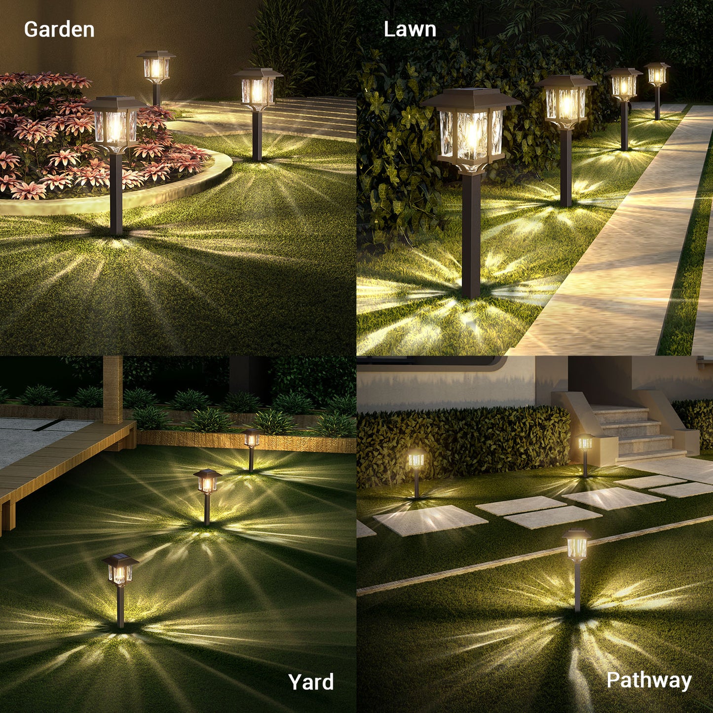 XMCOSY+ Classic Outdoor Solar Lights 2-Tone Bronze & Wood