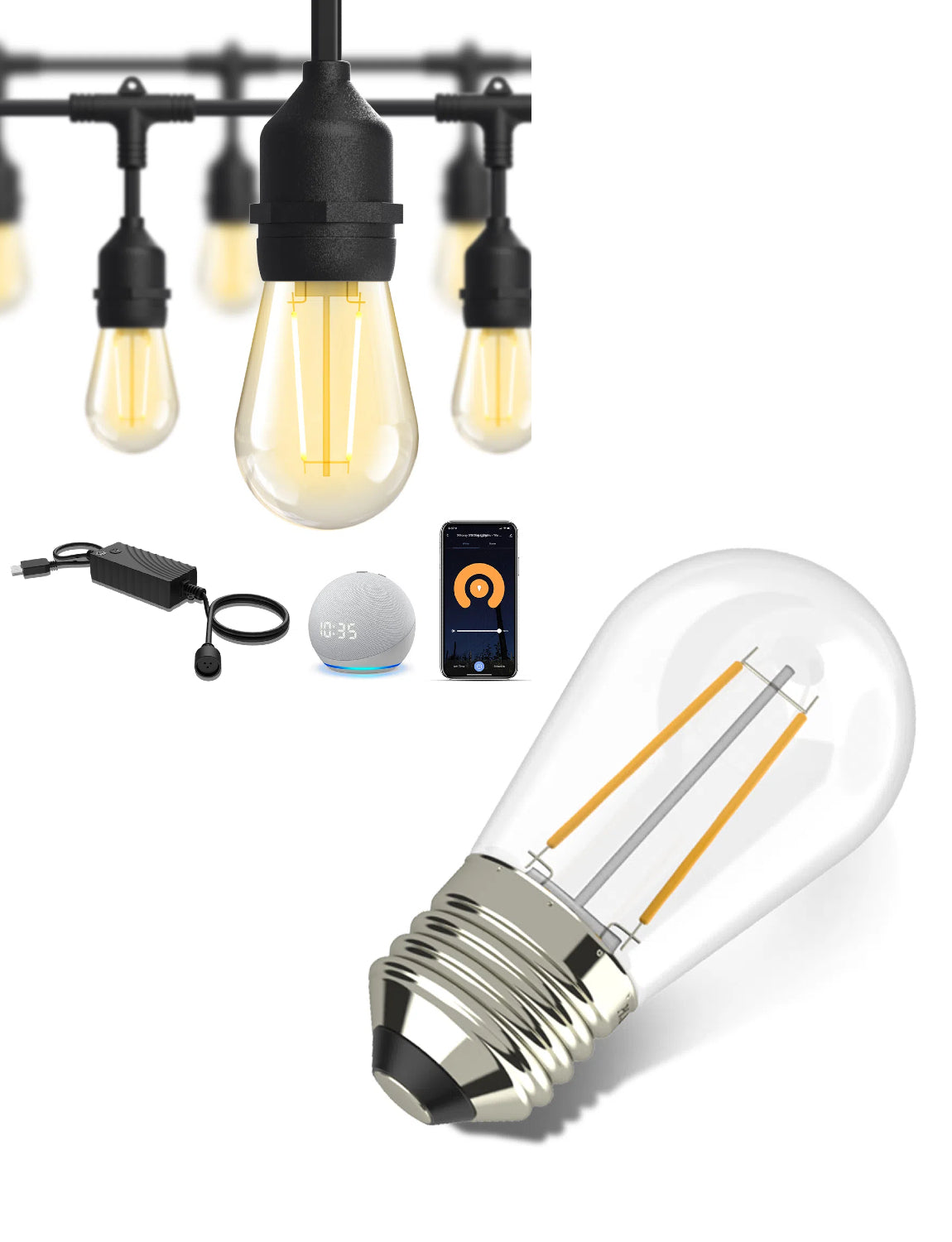 XMCOSY+ S14 12V Warm White Plastic Bulbs