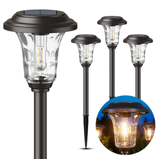 XMCOSY+  Metal Glass Solar Pathway Lights (Warm/Cool White)