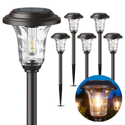 XMCOSY+  Metal Glass Solar Pathway Lights (Warm/Cool White)