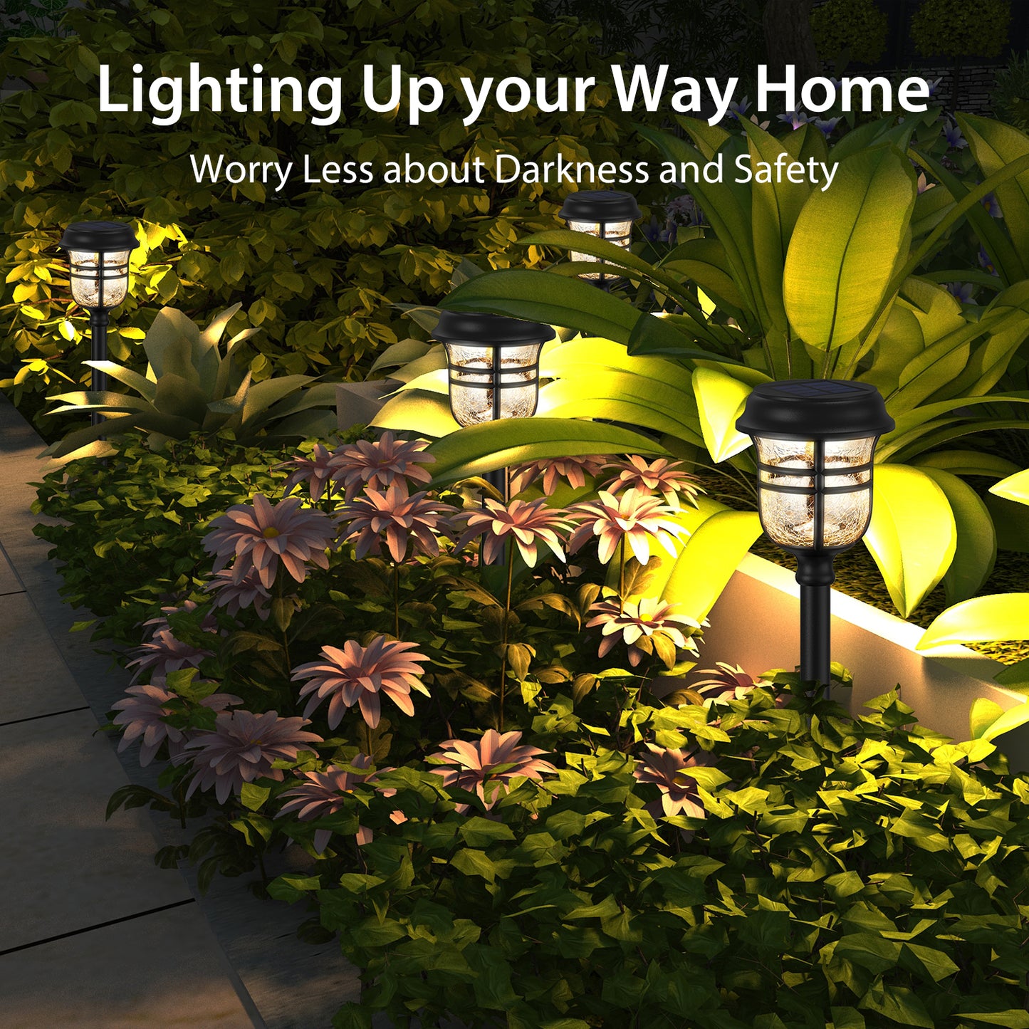 XMCOSY+ RGBW＆Ｗarm White Outdoor Solar Pathway Lights
