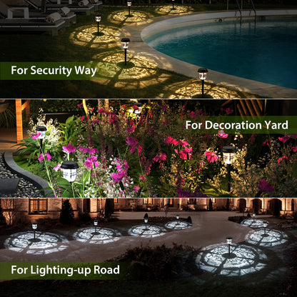 XMCOSY+ RGBW＆Ｗarm White Outdoor Solar Pathway Lights- 6 Pack
