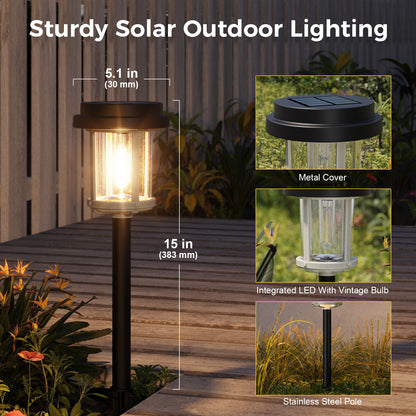 XMCOSY+ Water Glass Lens Outdoor Solar Lights-‎Black