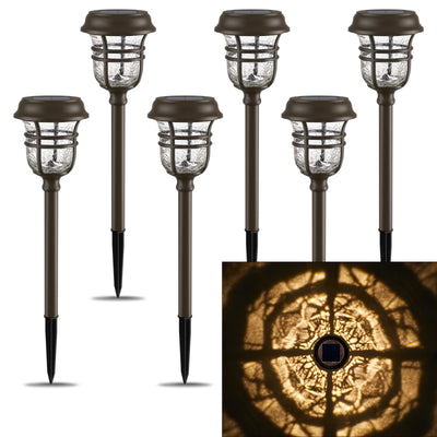 XMCOSY+ RGB ＆Ｗarm White Outdoor Solar Pathway Lights- 6 Pack