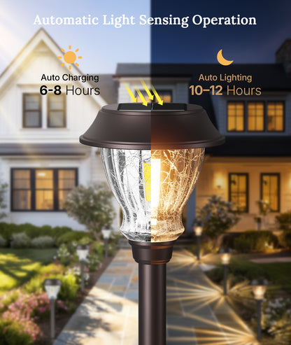 XMCOSY+ Vintage Crackle Glass Solar Path Lights