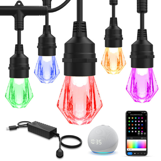 XMCOSY+ Acrylic Bulbs Smart String Lights RGBCWIC Color Changing