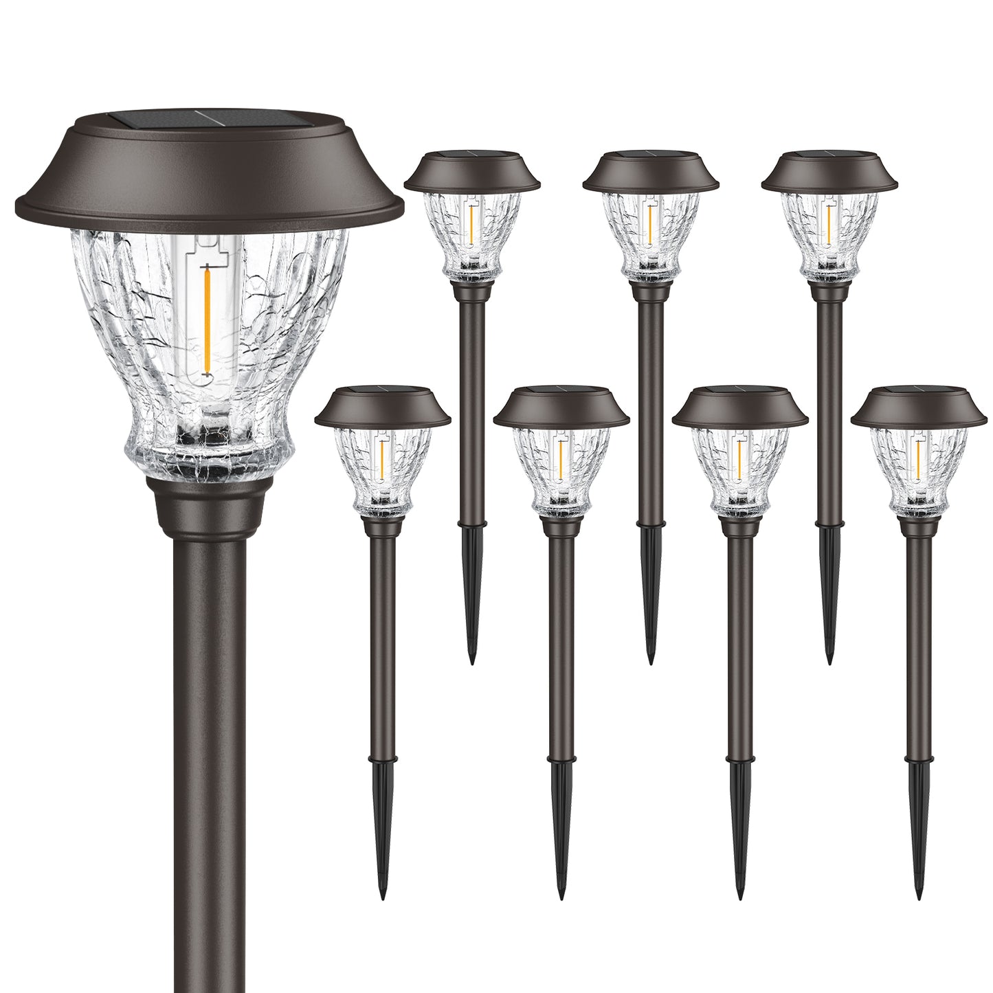 XMCOSY+ Vintage Crackle Glass Solar Path Lights