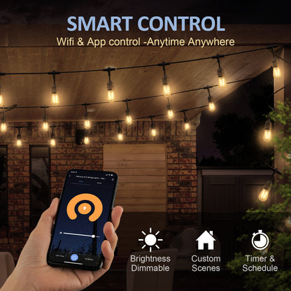 XMCOSY+ Smart LED Outdoor String Lights with Dimmable Edison Bulbs