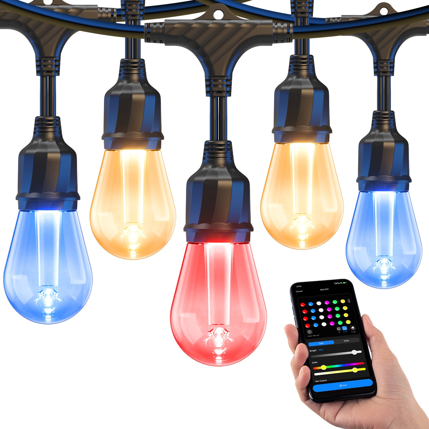 XMCOSY+ Smart Color Changing Outdoor String Lights (RGBCWIC)