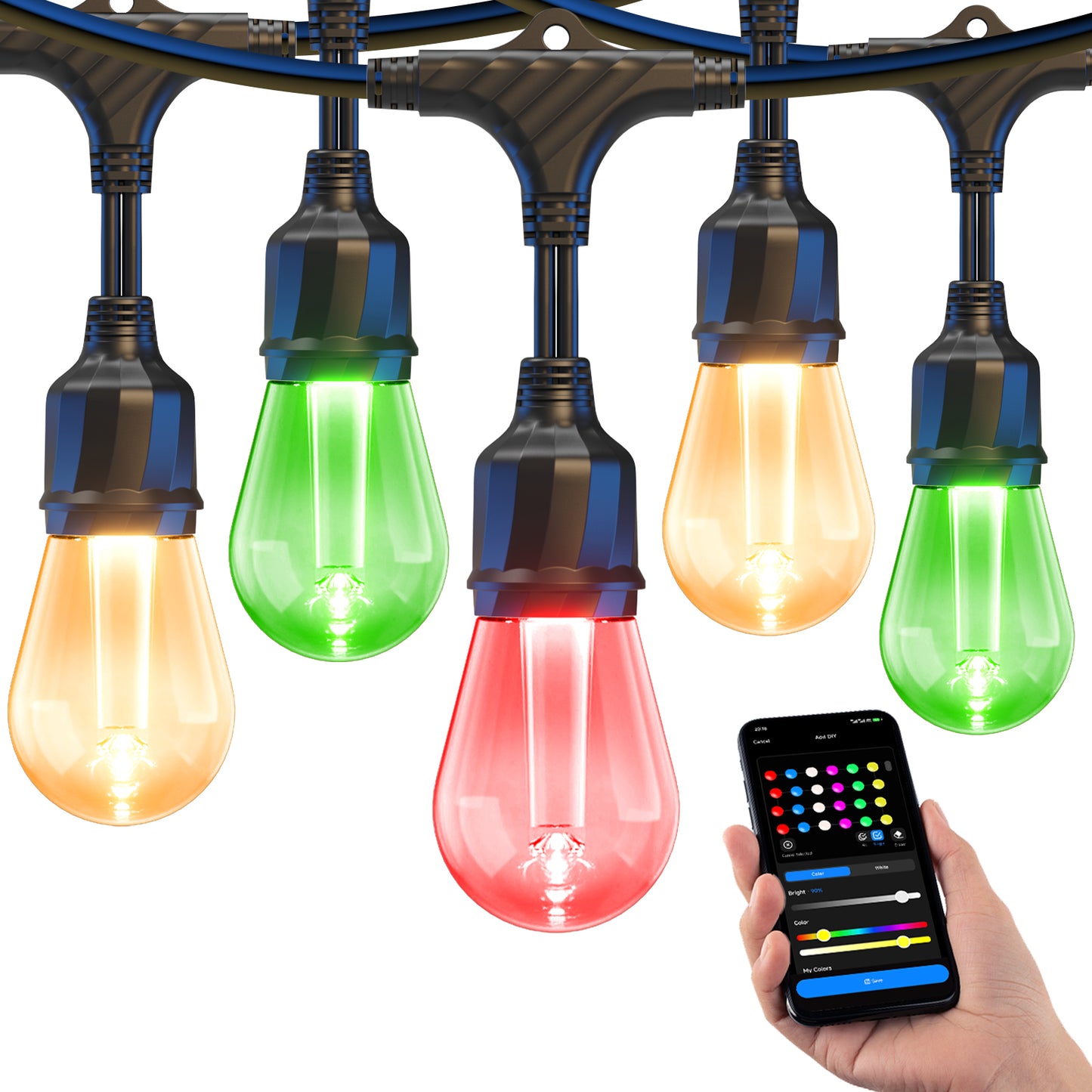 XMCOSY+ Smart Color Changing Outdoor String Lights (RGBCWIC)