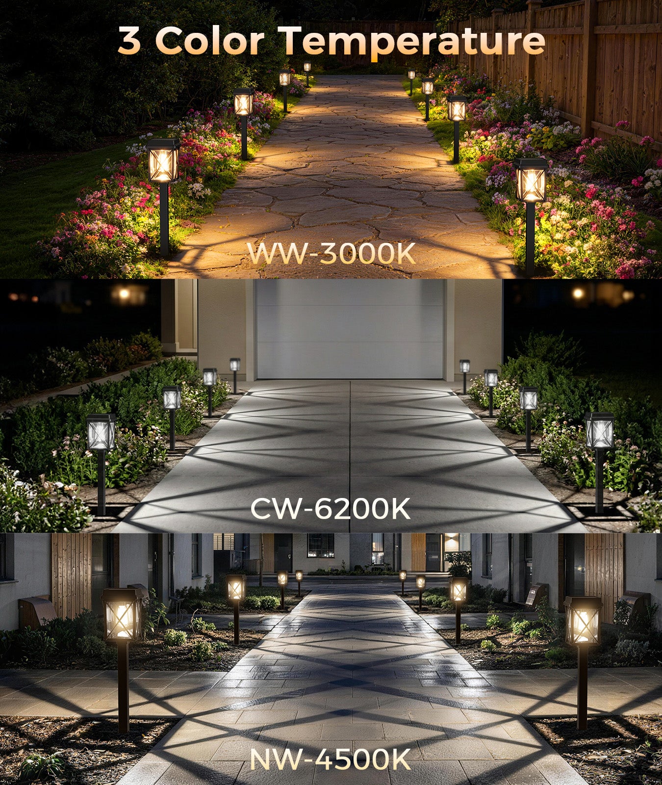 XMCOSY+ Adjustable Solar Path Lights – 3-in-1