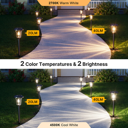 XMCOSY+  Metal Glass Solar Pathway Lights (Warm/Cool White)