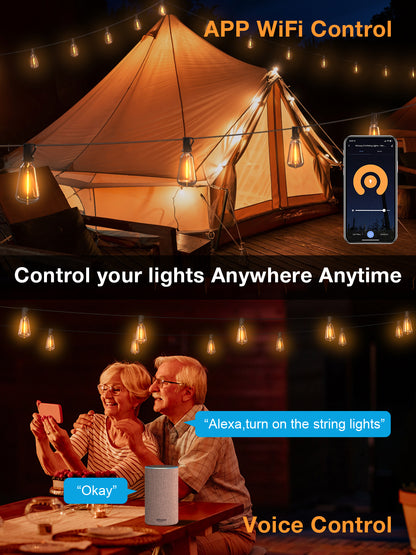XMCOSY+ Amber Warm White Smart String Lights ST38 Bulbs