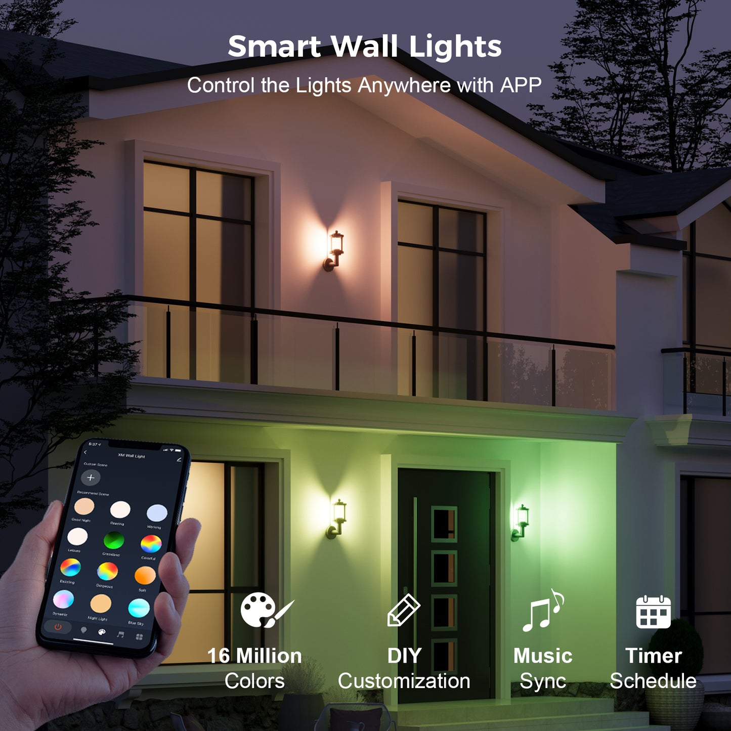 XMCOSY+ Vintage Smart RGBW Outdoor Wall Lights
