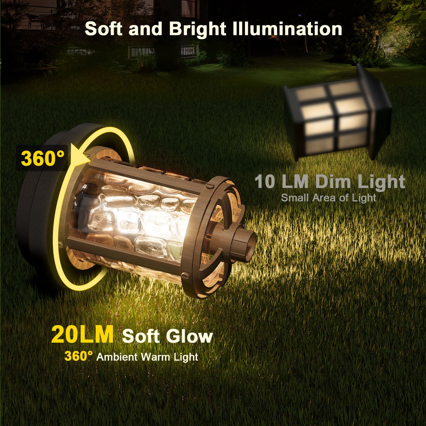 XMCOSY+ Water Glass Lens Outdoor Solar Lights-‎Brown