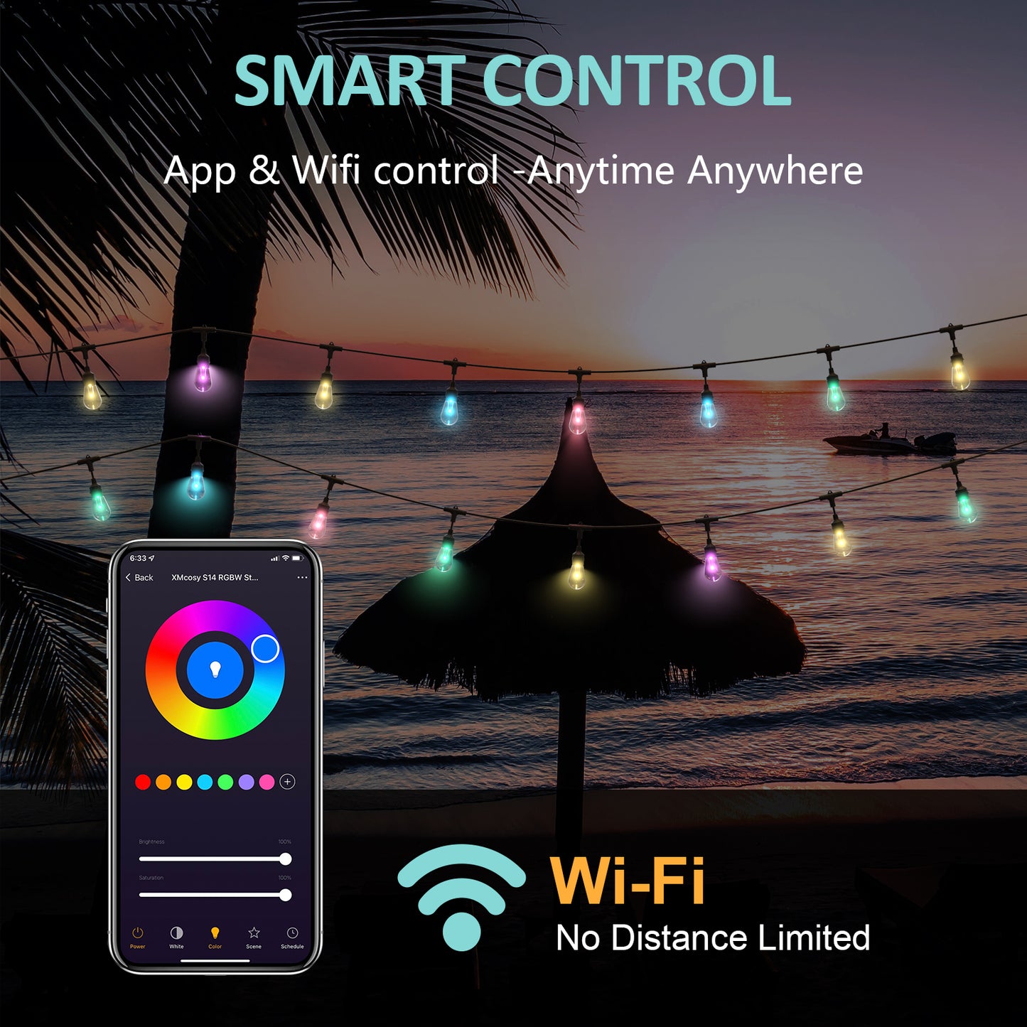 XMCOSY+ Smart Color Changing Outdoor String Lights