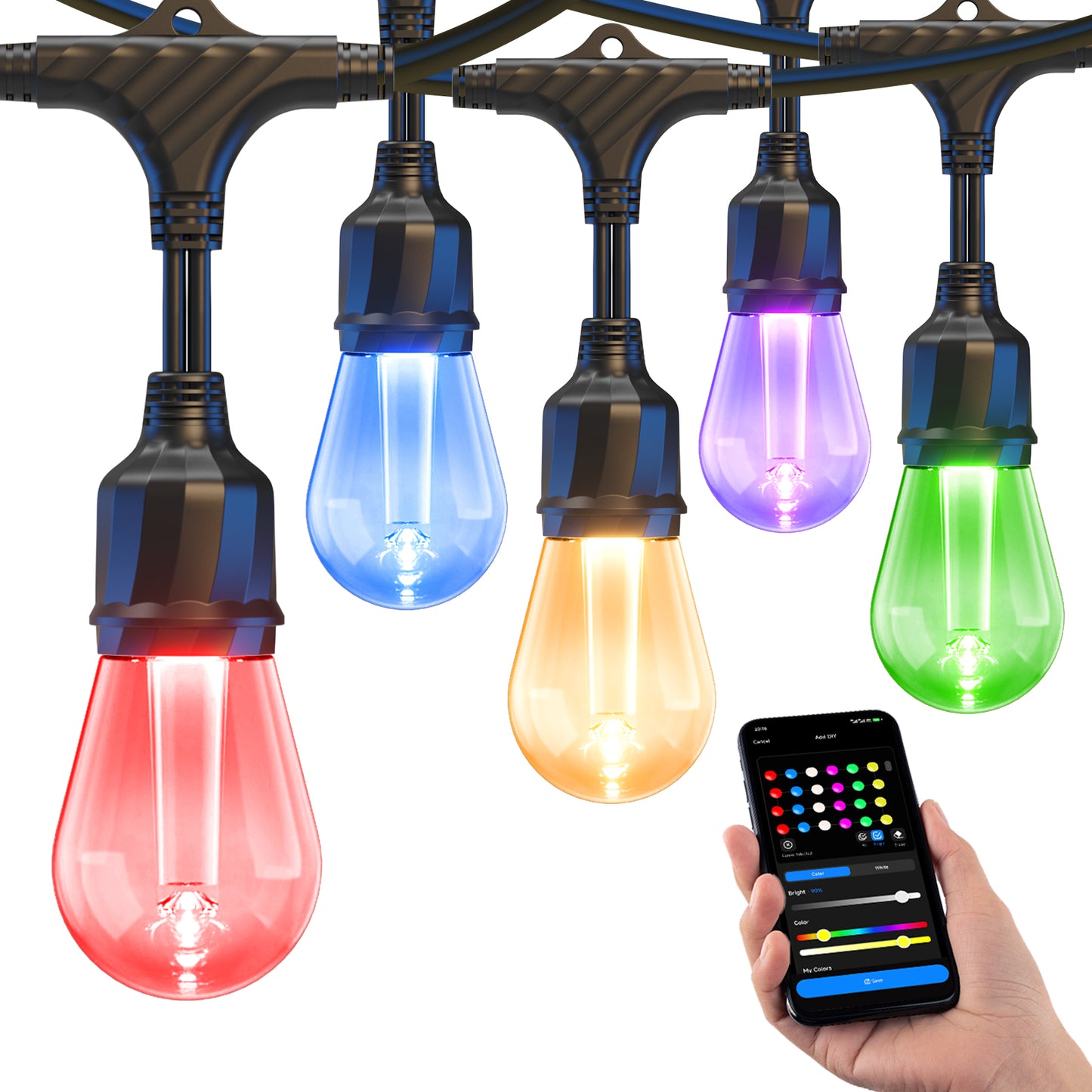 XMCOSY+ Smart Color Changing Outdoor String Lights (RGBCWIC)